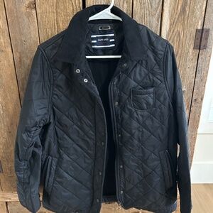 Saint James Black Quilted SNAP ZIPPER COAT Jacket SIZE 8